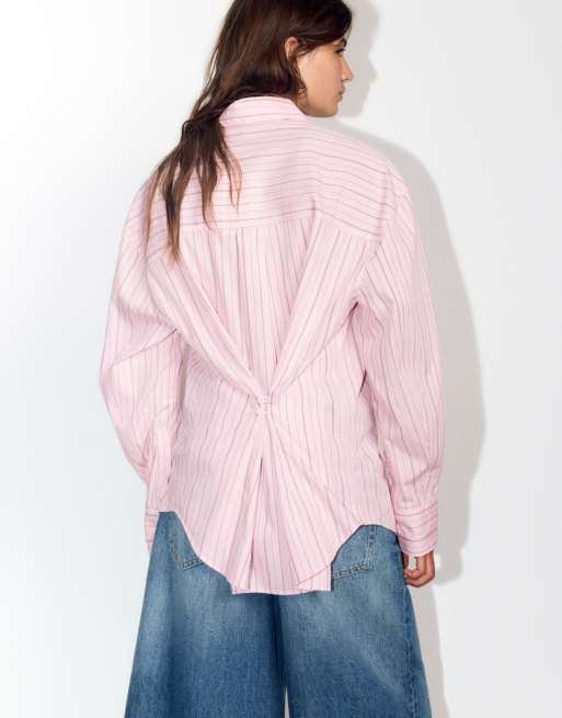 Pull&Bear Striped shirt in rose pink, 2 of 7