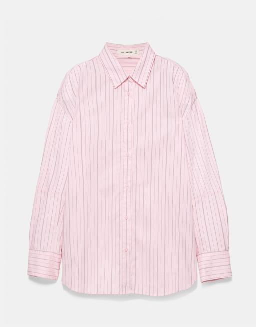 Pull&Bear Striped shirt in rose pink, 6 of 7