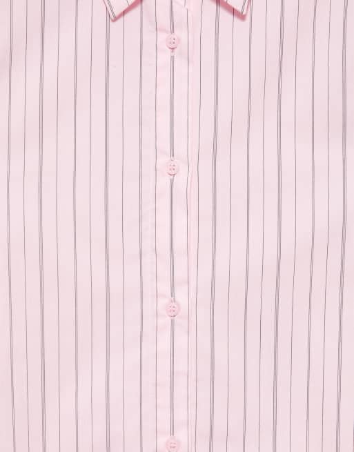 Pull&Bear Striped shirt in rose pink, 7 of 7