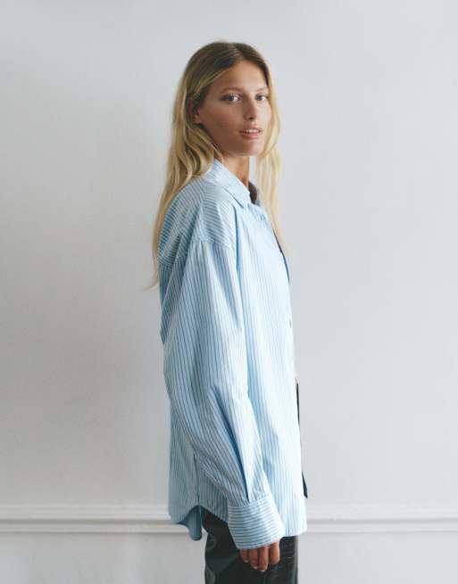 Pull&Bear Striped shirt in sky blue, 3 of 7