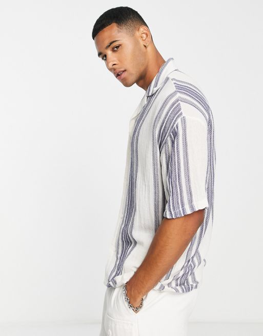 Pull&Bear striped shirt in white | ASOS