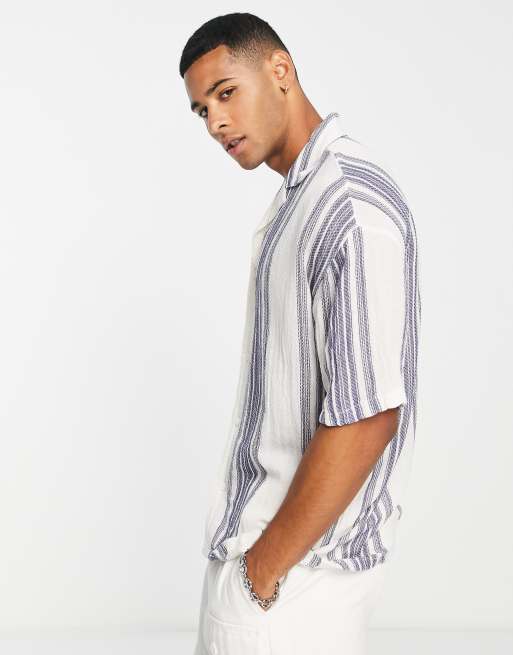 Pull&Bear striped shirt in white | ASOS