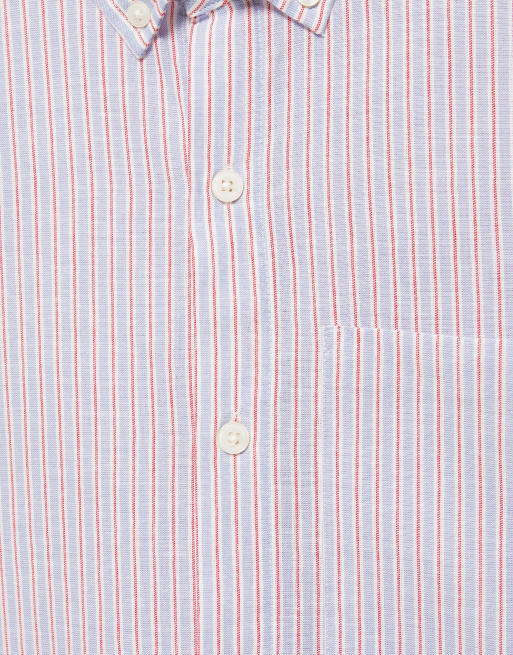 Pull&Bear Striped short sleeve shirt in lavender blue striped , 6 of 7
