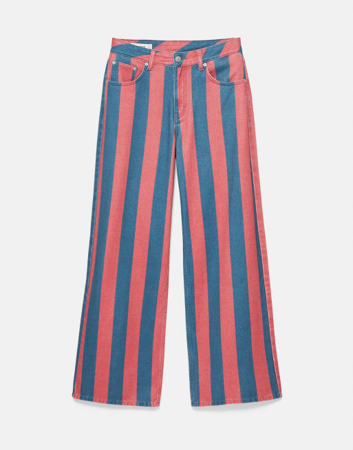 Pull&Bear Striped straight-leg jeans in pink, 6 of 7