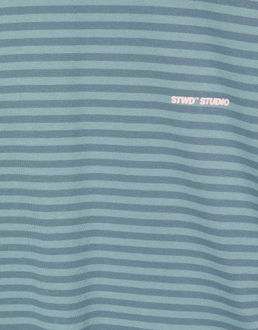 Pull&Bear Striped stwd t-shirt in blue, 6 of 7