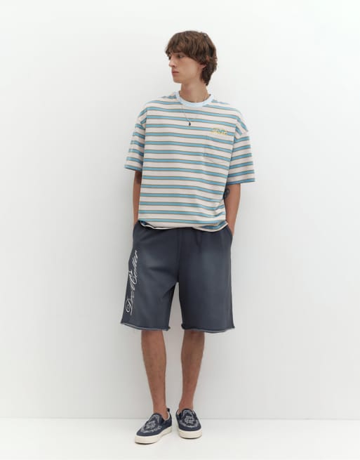 Pull&Bear Striped stwd t-shirt in white, 4 of 4