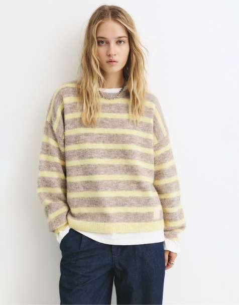 Pull&Bear Striped sweater in yellow - view 1
