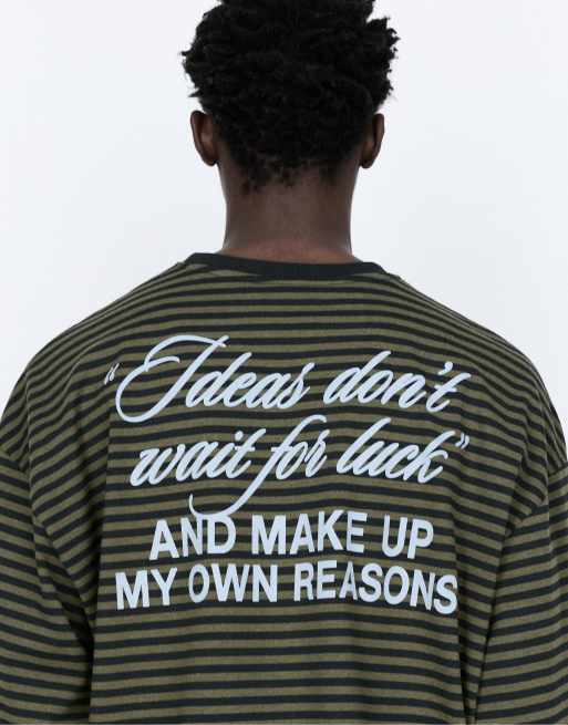Pull&Bear Striped t-shirt with text in navy, 5 of 7