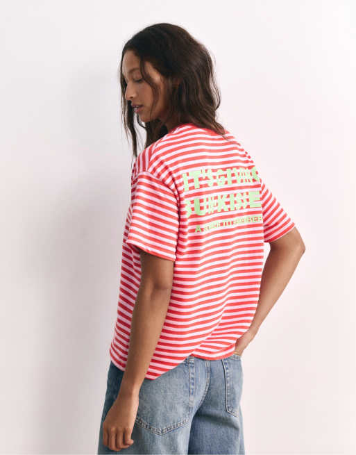 Pull&Bear Striped t-shirt with text in red, 2 of 7