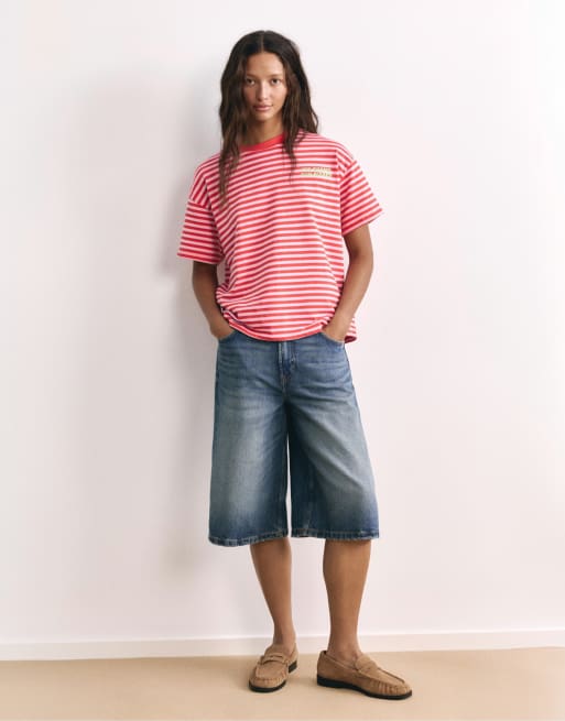 Pull&Bear Striped t-shirt with text in red, 4 of 7