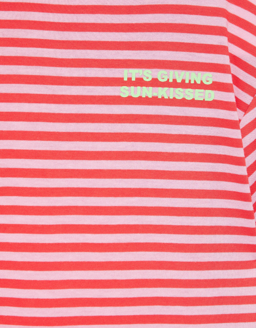 Pull&Bear Striped t-shirt with text in red, 7 of 7
