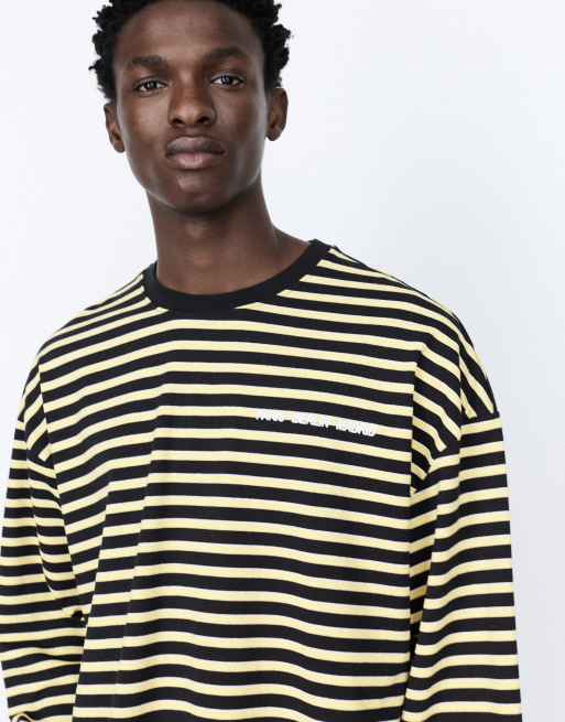 Pull&Bear Striped t-shirt with text in yellow, 3 of 7