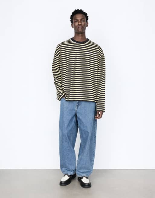 Pull&Bear Striped t-shirt with text in yellow, 4 of 7