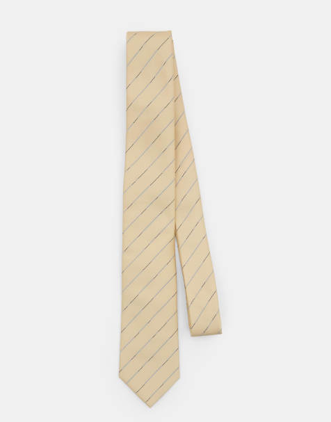 Pull&Bear Striped tie in yellow - view 1