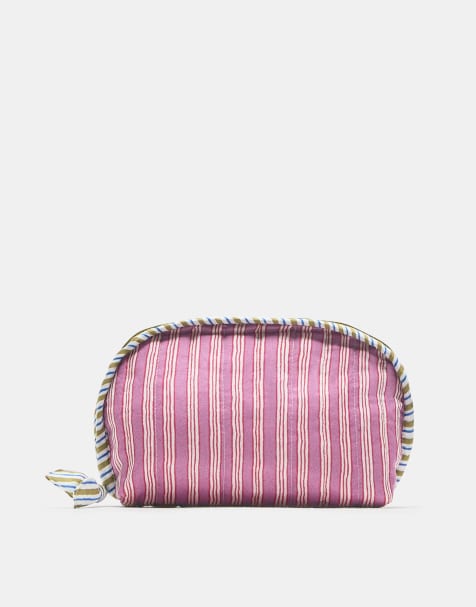 Pull&Bear Striped toiletry bag in pink - view 1