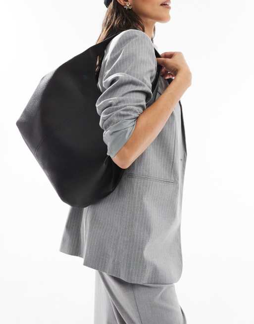 Pull&Bear structured faux leather tote bag in black ASOS