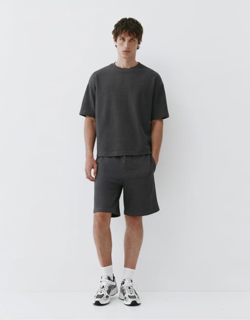 Pull&Bear strukturerad t-shirt i grått med avslappnad passform, 4 av 4