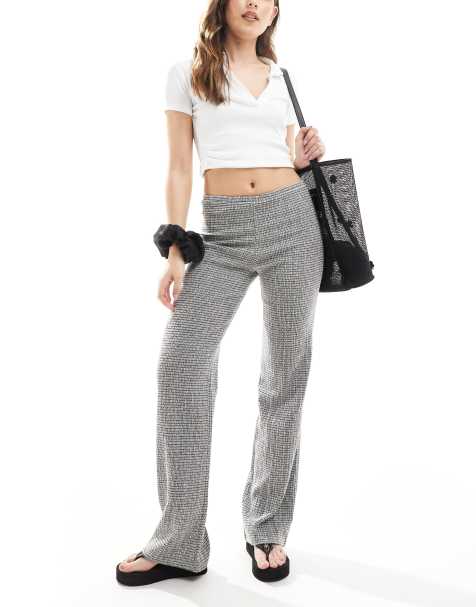 Pull&Bear – Strukturierte Hose in Grau mit geradem Bein - view 1