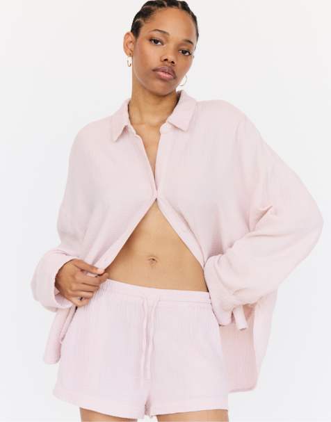 Pull&Bear – Strukturierte Oversize-Shorts in Rosa - view 1