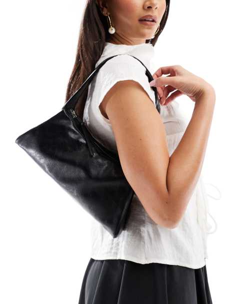 Pull&Bear – Strukturierte Schultertasche in Schwarz - view 1