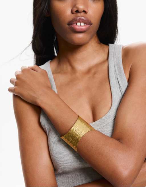 Pull&Bear – Strukturierter Armreif in Goldoptik