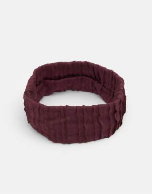 Pull & Bear - Strukturiertes, elastisches Haarband in Kastanienbraun-Rot