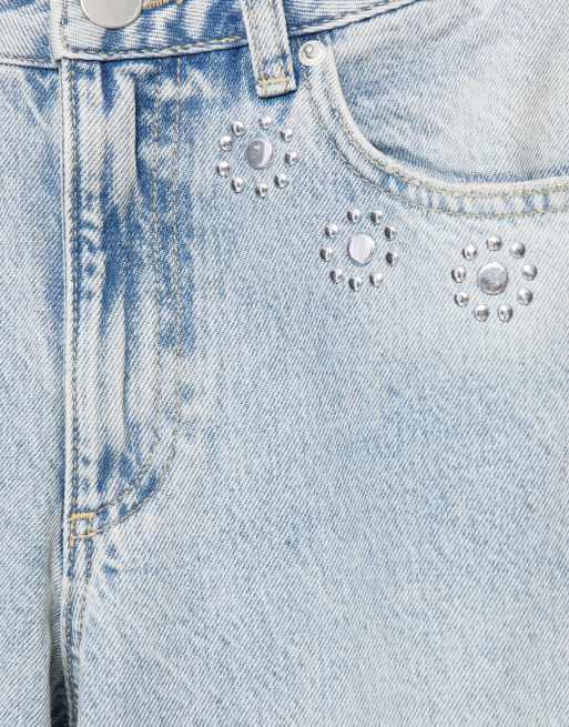 Pull&Bear Studded baggy jeans in pale blue, 7 of 7