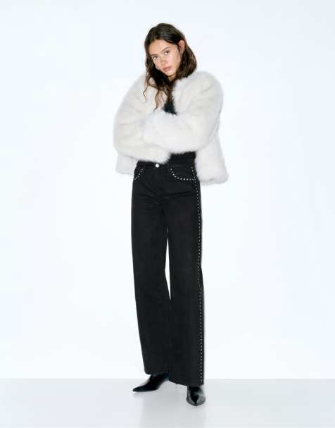 Pull&Bear Studded jeans in faded black