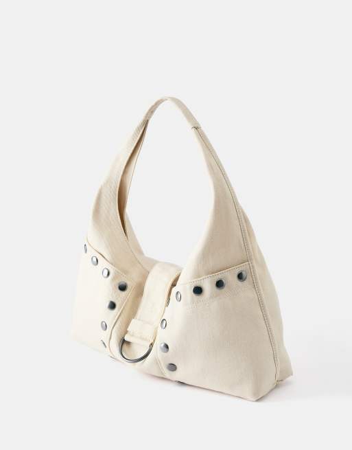 Pull&Bear Studded shoulder bag in ecru, 2 of 4