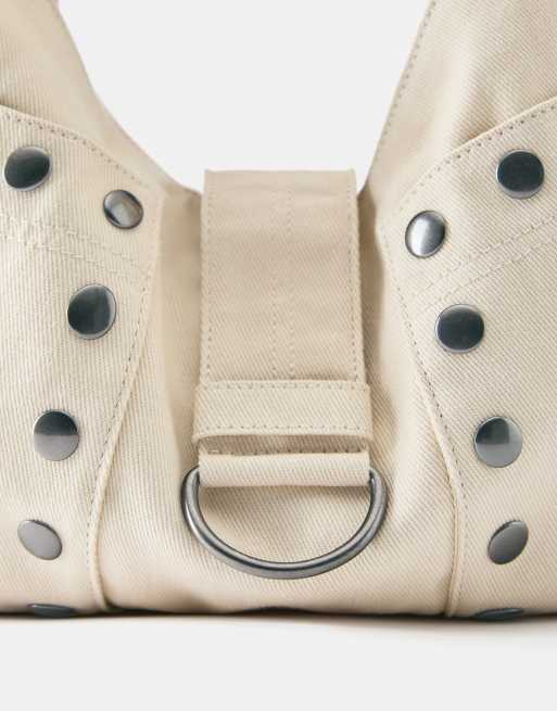 Pull&Bear Studded shoulder bag in ecru, 4 of 4