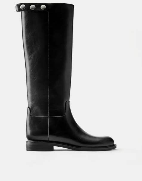 Pull&Bear Studded tall boots in black - view 1