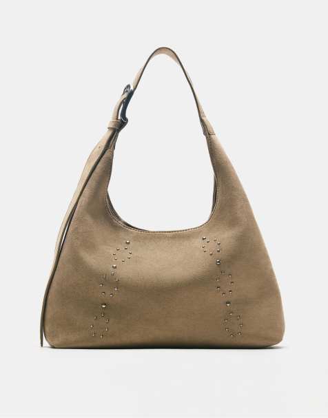 Pull&Bear Studded tote bag in brown - view 1