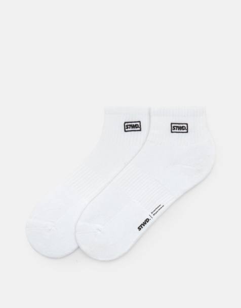 Pull&Bear – Stwd – 2er-Pack Füßlinge in Weiß - view 1