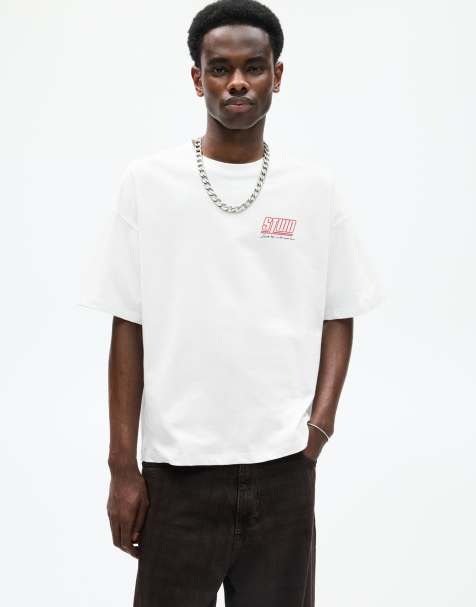 Pull&Bear STWD back print t-shirt in off white - view 1