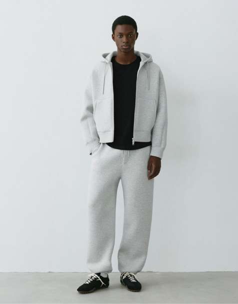 Pull&Bear Stwd baggy joggingbukser i gråmeleret - view 1