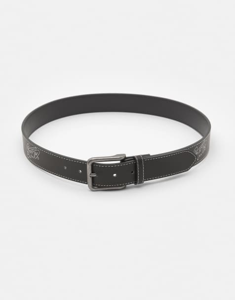 Pull&Bear – Stwd – Bestickter Gürtel in Schwarz - view 1