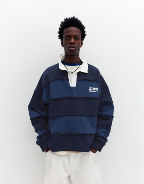 Pull&Bear - STWD - Blå poloskjorte med striber - view 1