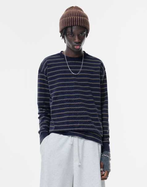 Pull&Bear – STWD – Blå, randig t-shirt - view 1