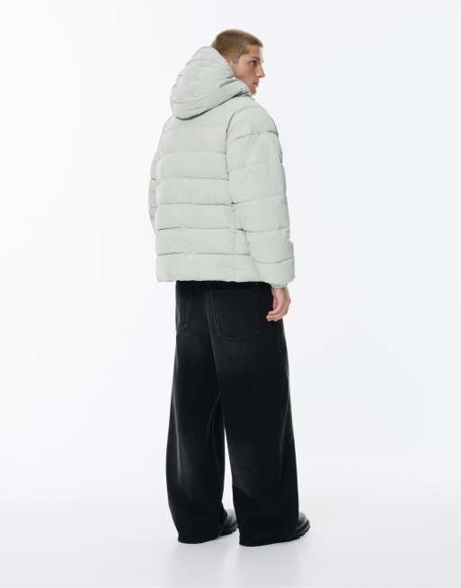 Pull&Bear – STWD – Blekgrå pufferjacka med huva, 2 av 5
