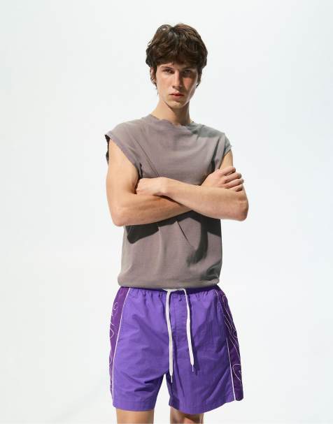Pull&Bear - STWD - Boardshort à rayures latérales - Violet - view 1