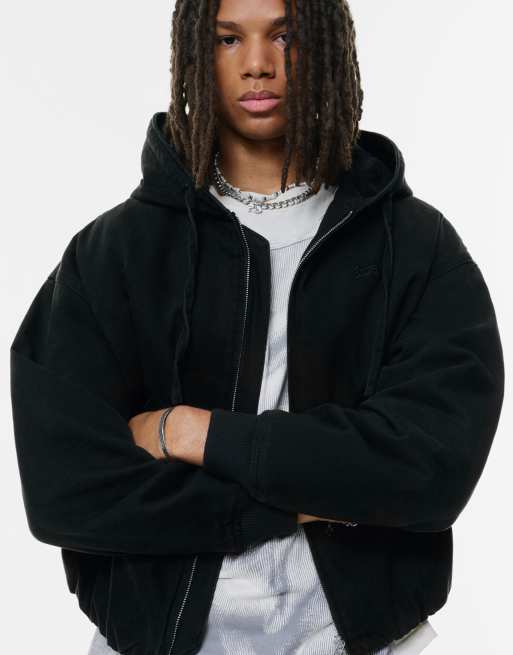 Pull&Bear STWD Bomber à capuche Vert ASOS - Main Image