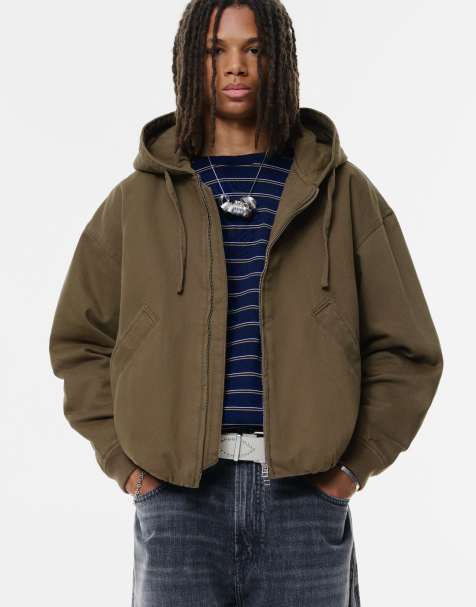 Pull&Bear – Stwd – Bomberjacke in Sand mit Kapuze - view 1