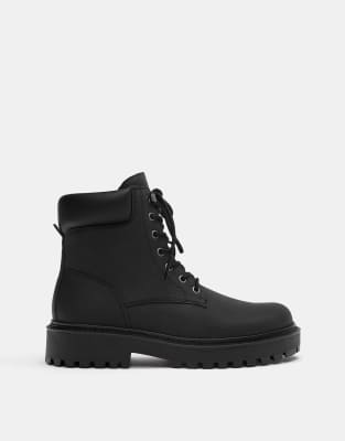 Pull & Bear - Stwd - Bottines à lacets - Noir