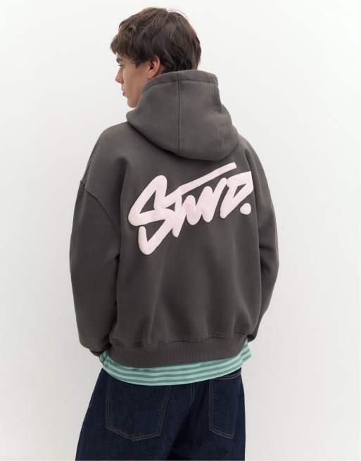 Pull&Bear Stwd boxig hoodie i grått, 2 av 7