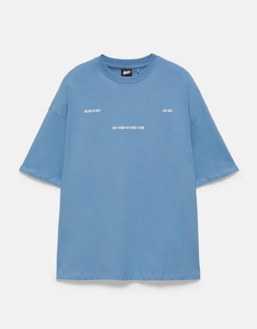 Pull&Bear Stwd boxig t-shirt med text i himmelsblått, 7 av 7