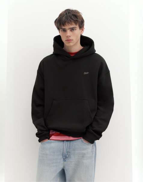 Pull&Bear Stwd boxy-fit hoodie in black - view 1