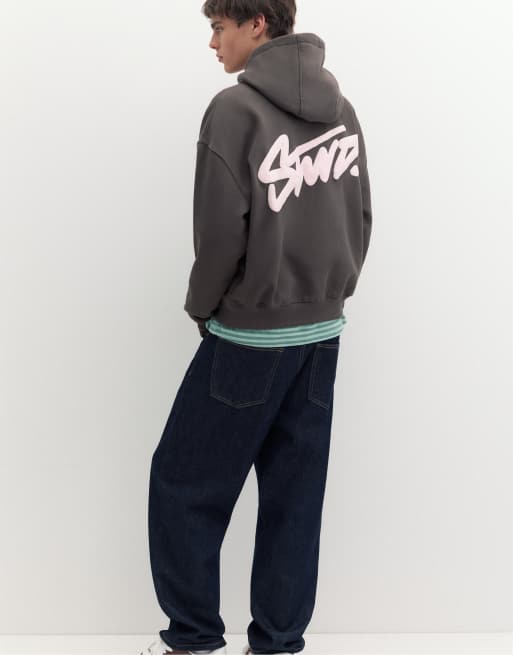 Pull&Bear Stwd boxy-fit hoodie in grijs, 5 van 7