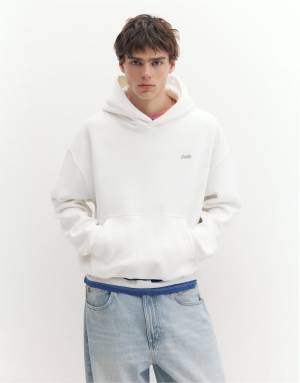 Pull&Bear Stwd boxy-fit hoodie in off white
