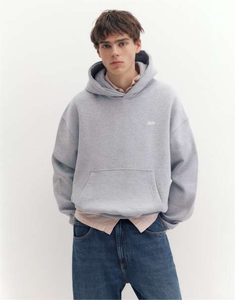 Pull&Bear Stwd boxy-fit hættetrøje i gråmeleret - view 1