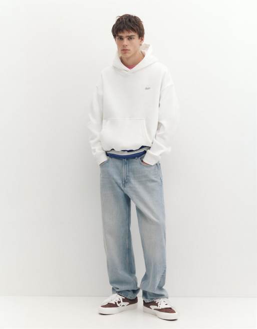 Pull&Bear Stwd boxy-fit hættetrøje i råhvid, 4 af 7